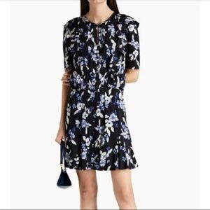 Veronica Beard Black and Blue Floral Mini Dress